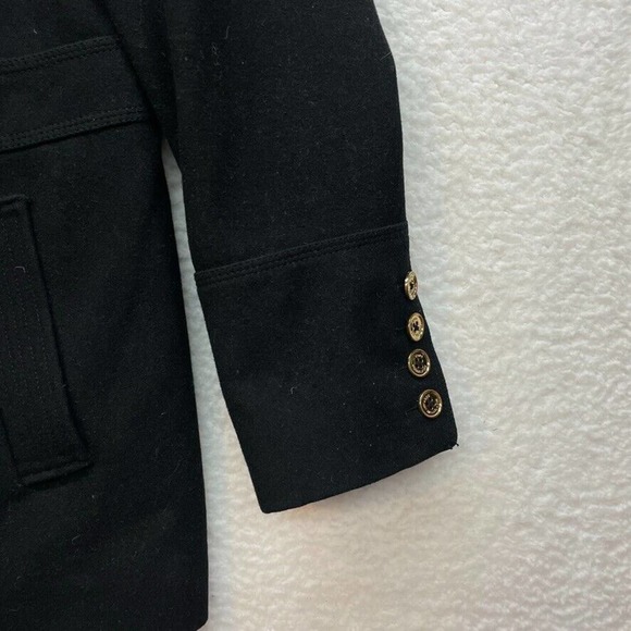 Michael Kors Coat Womens 14 Black Pea Coat Wool Double Breasted Preppy Outdoors - Picture 6 of 11